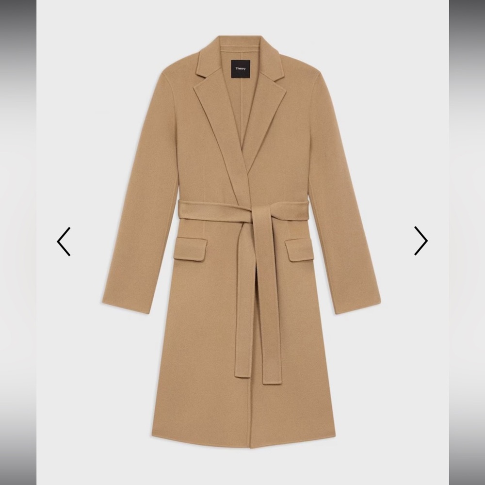 NWT Theory Belt Coat M WINSOME 2 Camel